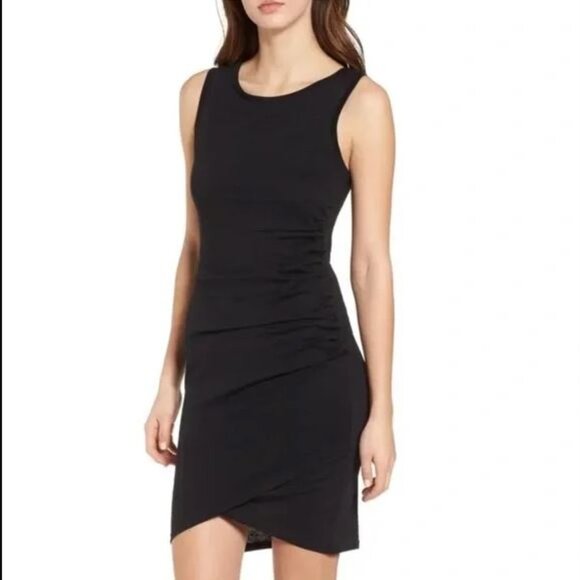 NWOT Leith Sleeveless Ruched Body-Con Mini Dress in Black Size Small - Picture 1 of 6